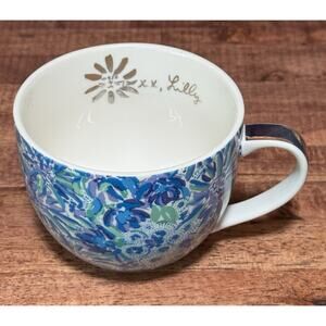 Lilly Pulitzer Hidden Lion Blue Floral Coffee Mug
